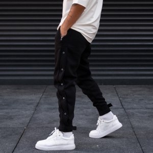 Men's Oversize Joggers Velcro Ankle Pants Black