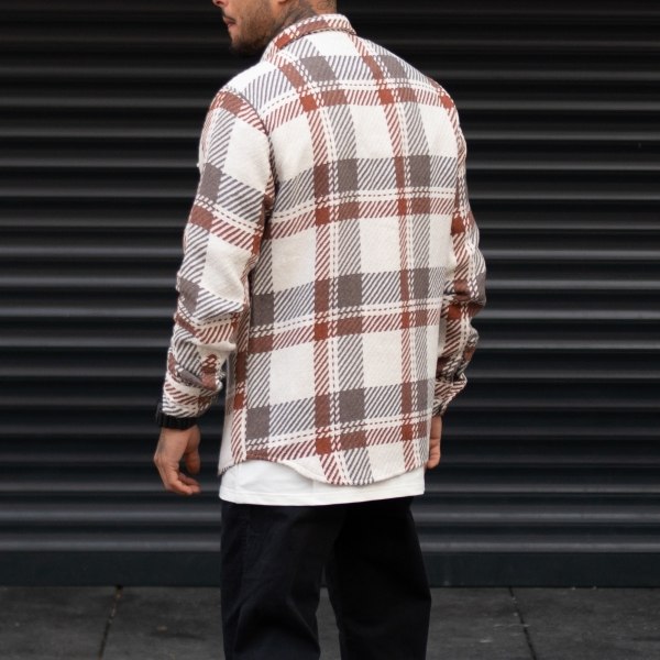 Men's Oversize Shirt Plaid Pattern Braun