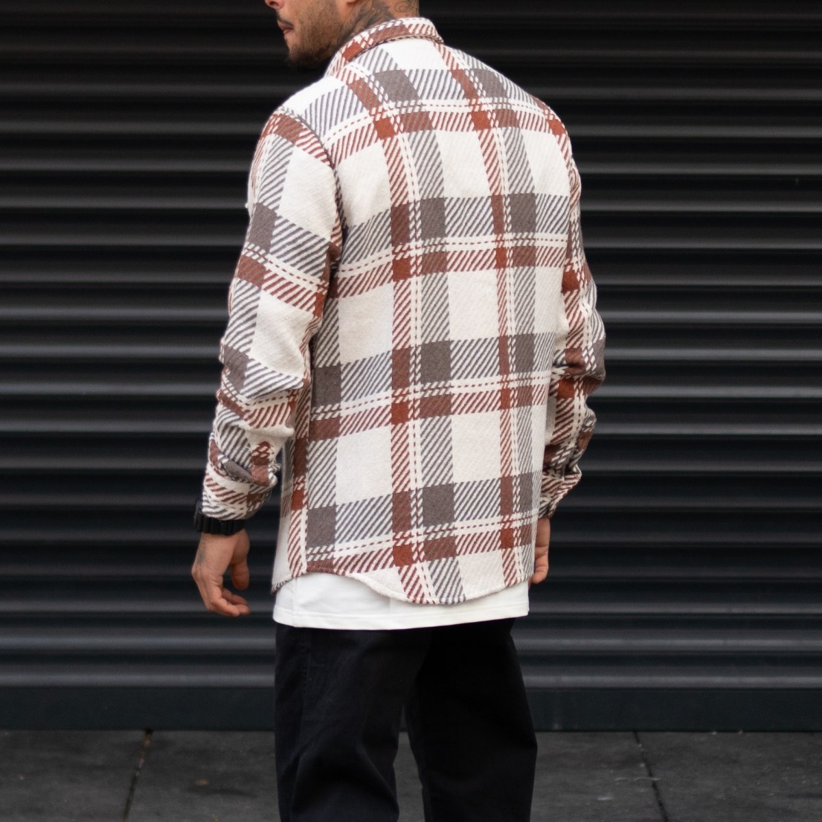 Men's Oversize Shirt Plaid Pattern Braun | Martin Valen