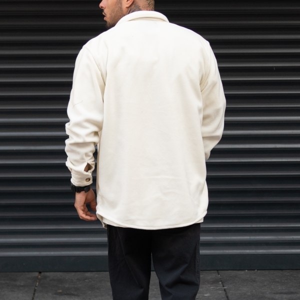 Men's Oversize Shirt Fleece Soft Fabric White - 7