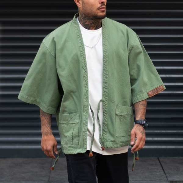 Men's Denim Kimono Jacket Khaki