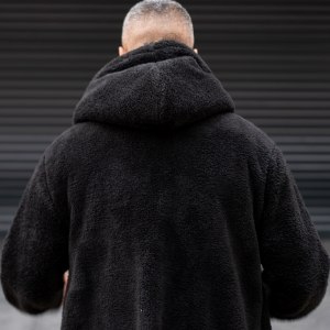 Men's Oversize Cardigan Fleece With Pocket Black - 6