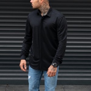 Men's Hidden Button Shirt Black - 1