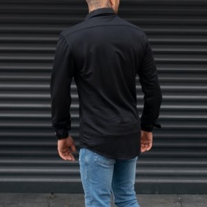 Men's Hidden Button Shirt Black - 6