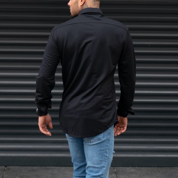 Men's Hidden Button Shirt Black - 5