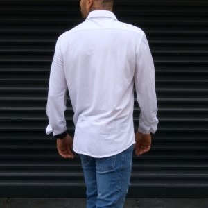 Men's Hidden Button Shirt White - 5