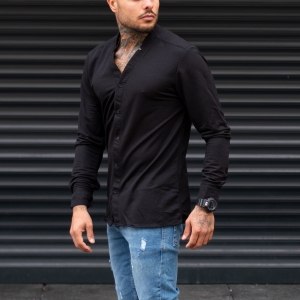 Men's Oversize Shirt Sport Collar Black - 2