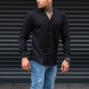 Men's Oversize Shirt Sport Collar Black - 4