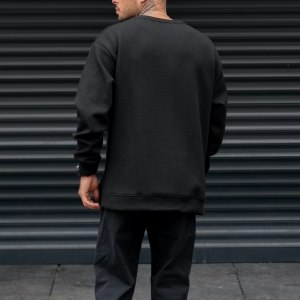 Men's Oversize Sweatshirt Round Neck Black - 5