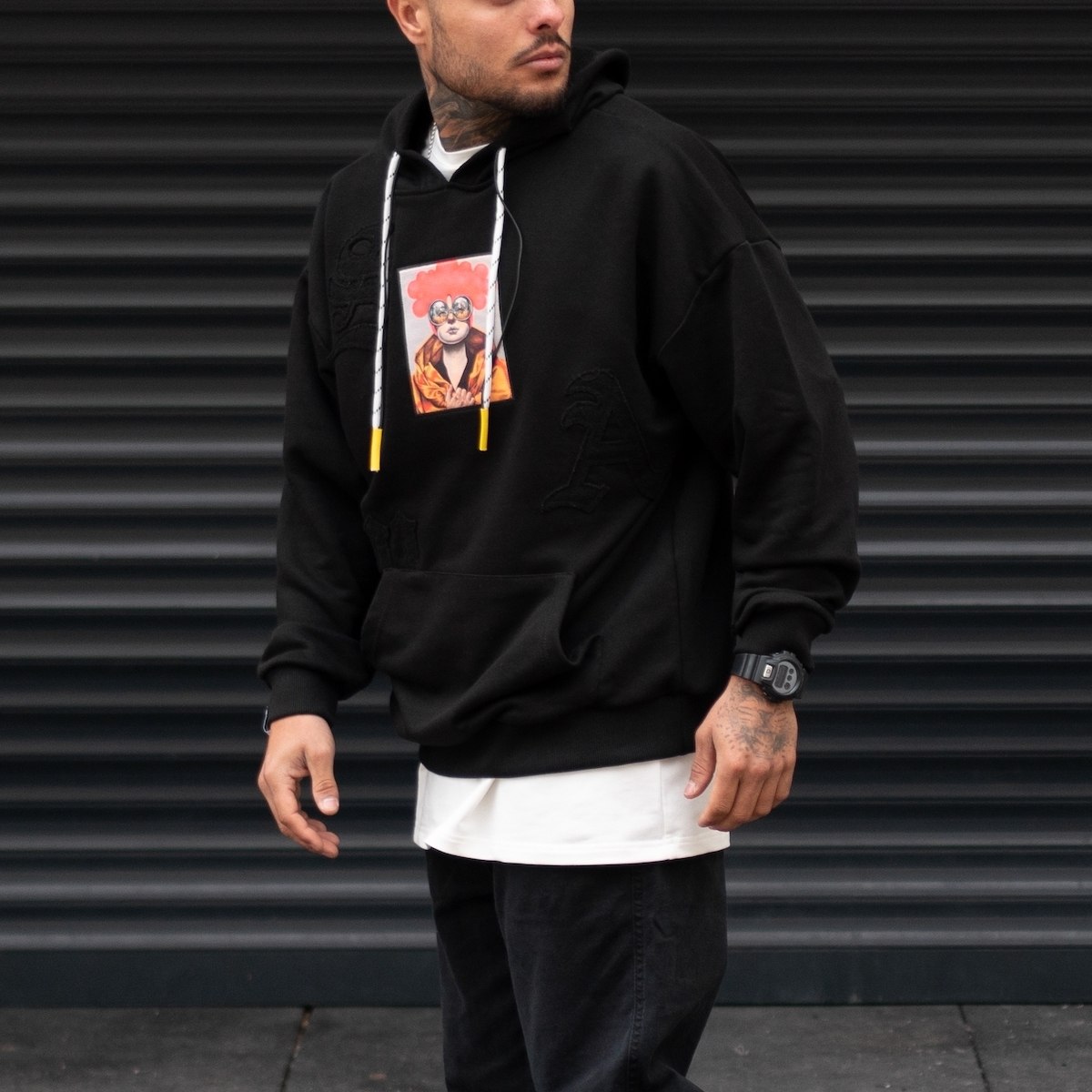 Men's Oversize Hoodie Designer Sweatshirt Embroidery Black | Martin Valen