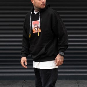 Men's Oversize Hoodie Designer Sweatshirt Digital Embroidery Black - 2