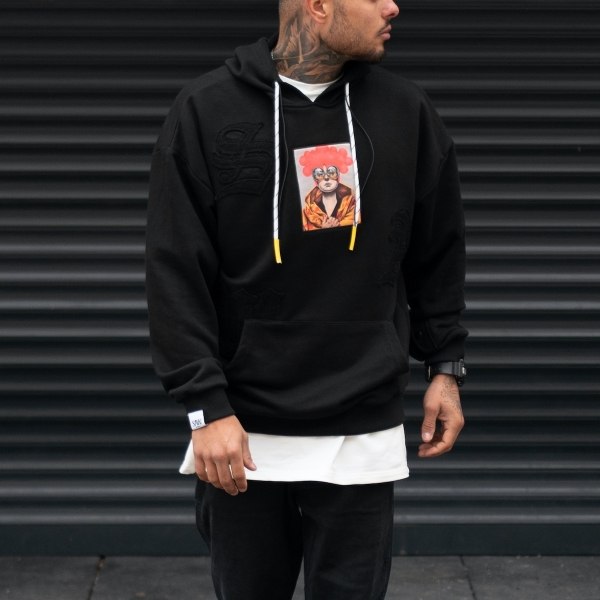 Men's Oversize Hoodie Designer Sweatshirt Embroidery Black
