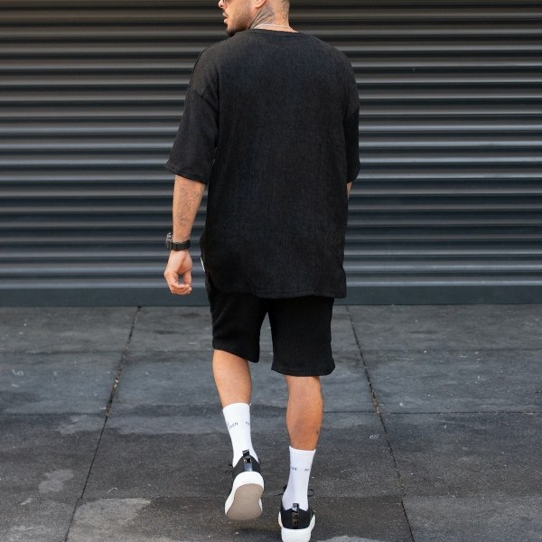 Men's Oversize Shortsuit Crinkle Designer Black - 5