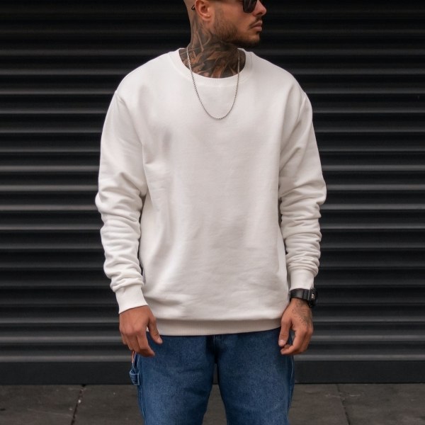 Men's Basic Oversize Sweatshirt In White - 2