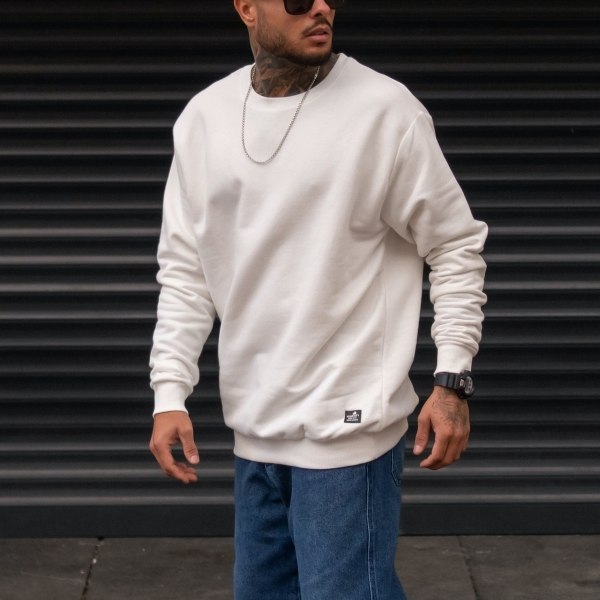 Men's Basic Oversize Sweatshirt In White - 3