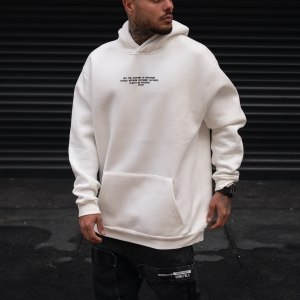 Men's Hoody Text Detailed With Front Pockets In White - 2