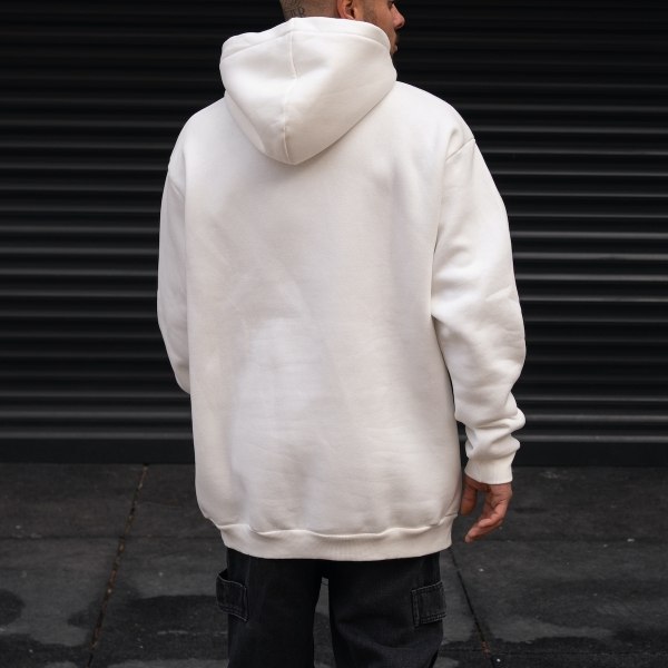 Men's Hoody Text Detailed With Front Pockets In White - 6
