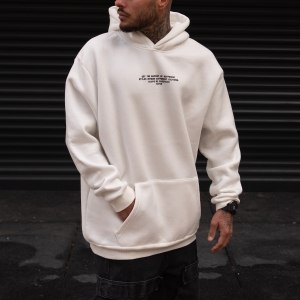 Men's Hoody Text Detailed With Front Pockets In White - 3