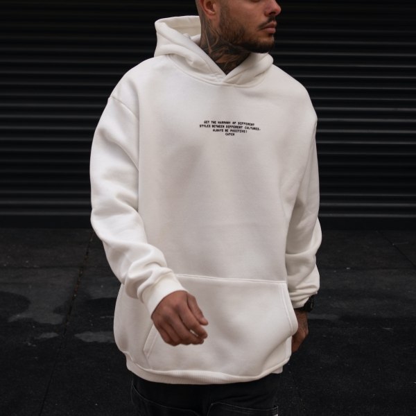 Men's Hoody Text Detailed With Front Pockets In White - 4