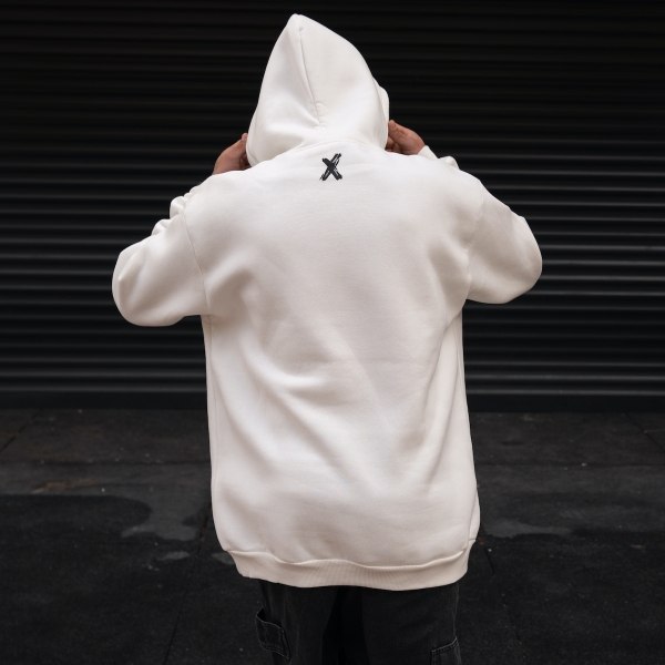 Men's Hoody Text Detailed With Front Pockets In White - 5