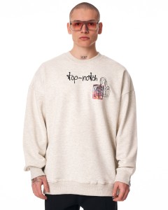 Men's Oversize Basic Sweatshirt With Designer Graphic Print Grey - 2