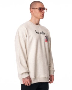 Men's Oversize Basic Sweatshirt With Designer Graphic Print Grey - 1