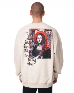 Men's Oversize Basic Sweatshirt With Designer Graphic Print Grey - 4