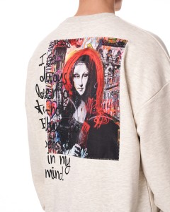 Men's Oversize Basic Sweatshirt With Designer Graphic Print Grey - 6