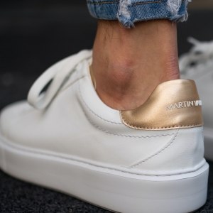 Men's Casual Sneakers Iconic White-Gold