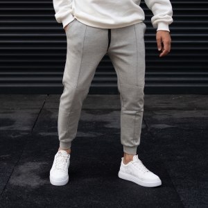 Patch Stitched Joggers In Gray