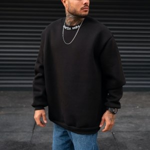 Men's Oversize Sweatshirt O-Neck Black - 2