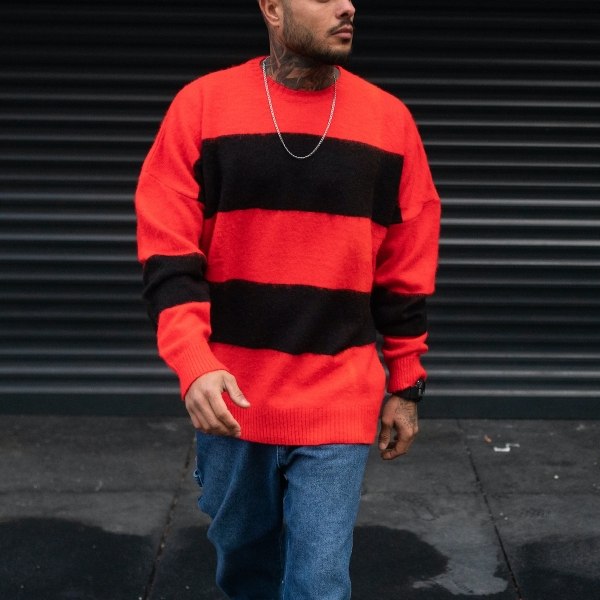 Red and Black Striped Alternative Sweatshirt - 4