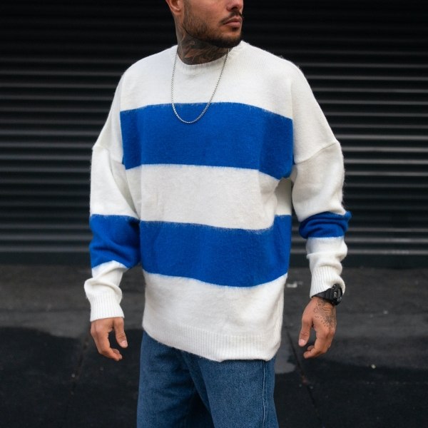 Blue and White Striped Alternative Sweatshirt - 2