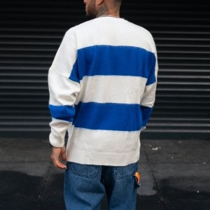 Blue and White Striped Alternative Sweatshirt - 5