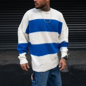 Blue and White Striped Alternative Sweatshirt - 3