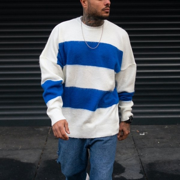 Blue and White Striped Alternative Sweatshirt - 4