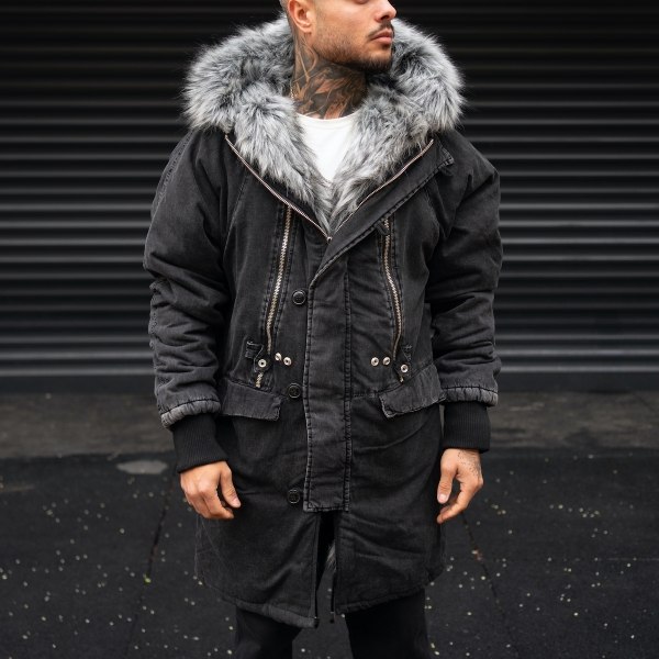 MV Premium Design Furry Coat In Black - 1