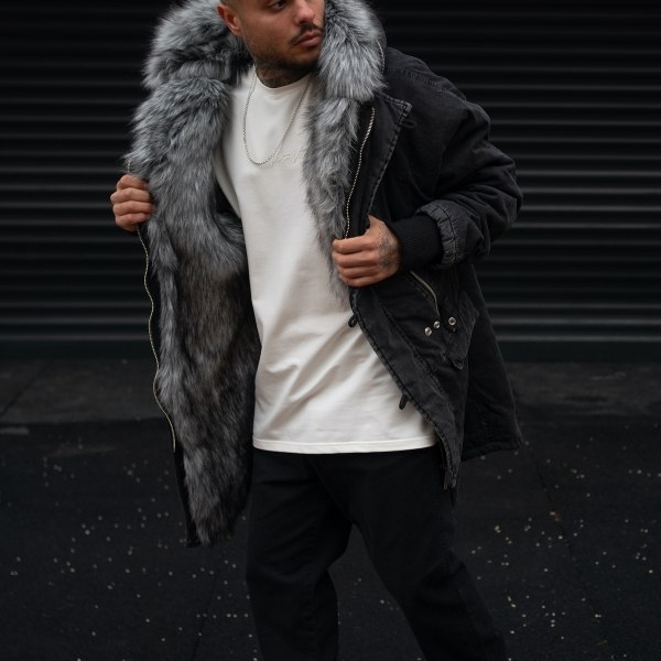 MV Premium Design Furry Coat In Black - 3