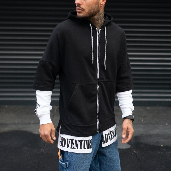 Black and White Hoodie with Fonts - 4