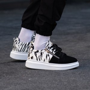 Plateau Sneakers Zebra Schuhe mit Reissverschluss - 2
