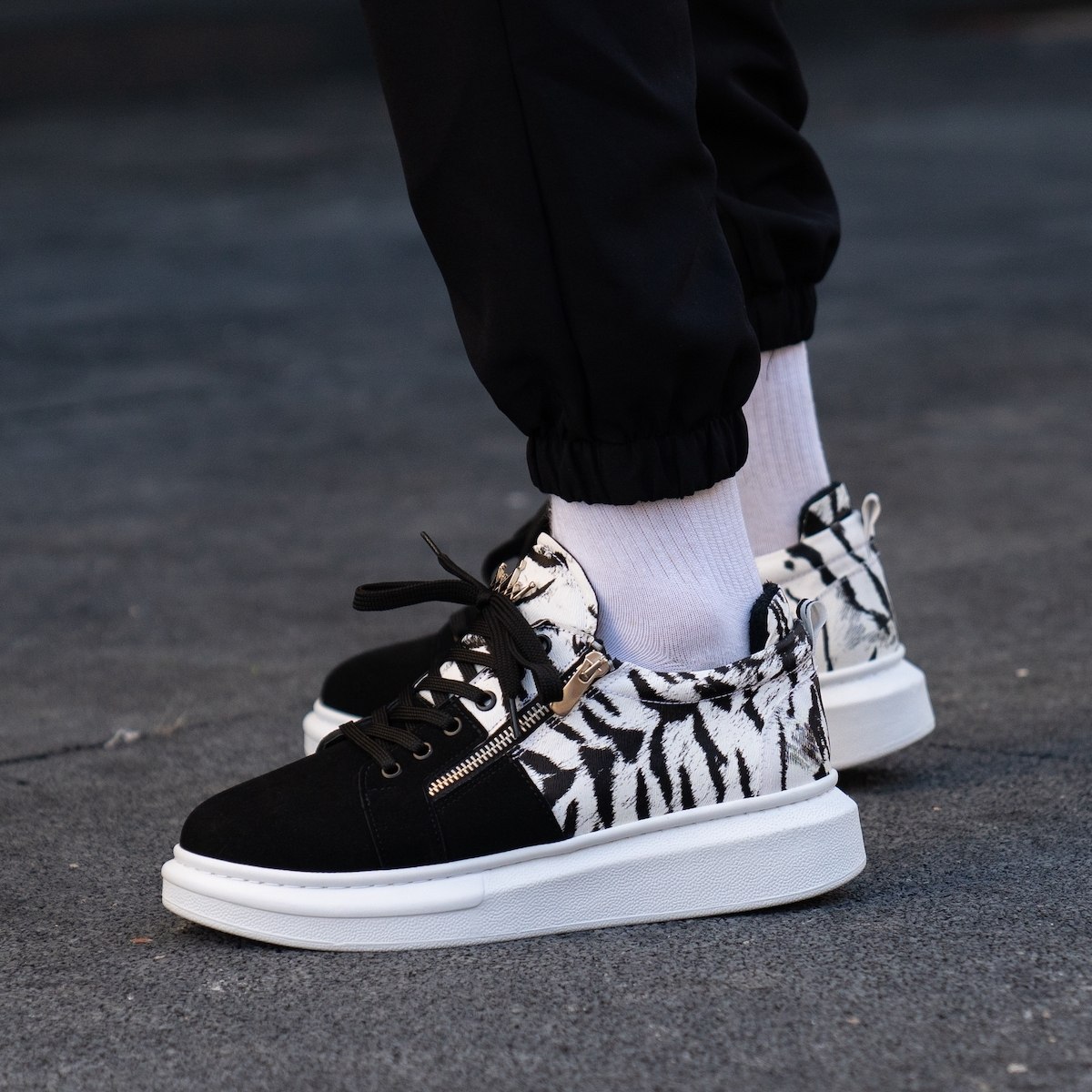 Plateau Sneakers Zebra Schuhe mit Reissverschluss | Martin Valen