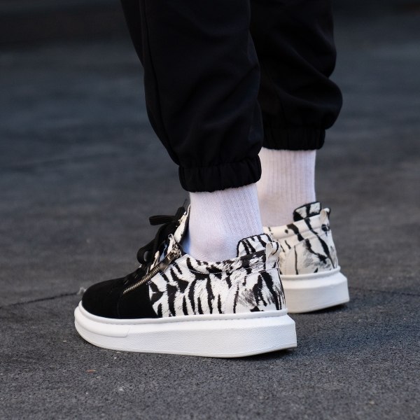 Plateau Sneakers Zebra Schuhe mit Reissverschluss - 6
