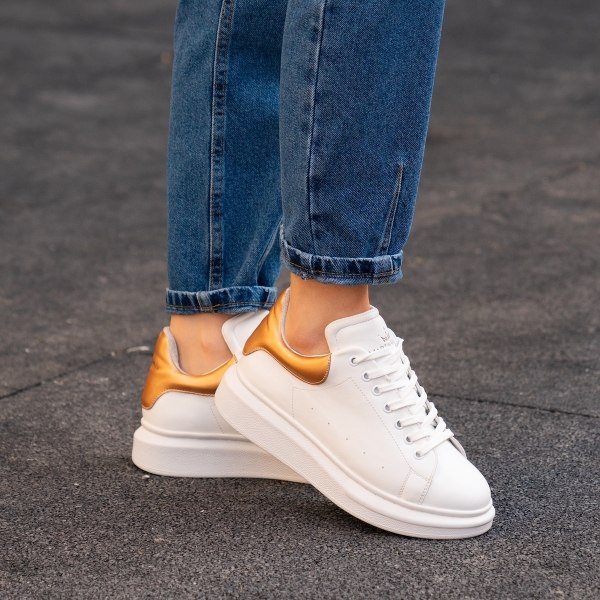 Woman Hype Sole Sneakers In White Partial Copper - 3