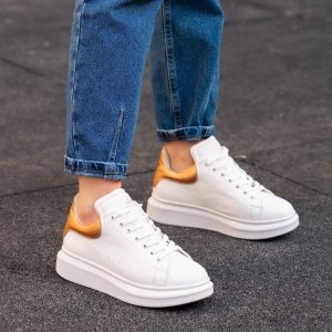 Woman Hype Sole Sneakers In White Partial Copper - 5