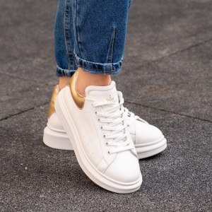 Woman Hype Sole Sneakers In White Partial Gold - 1