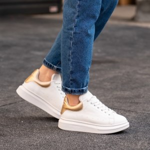 Woman Hype Sole Sneakers In White Partial Gold