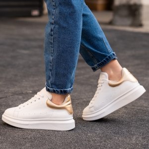 Woman Hype Sole Sneakers In White Partial Gold - 3