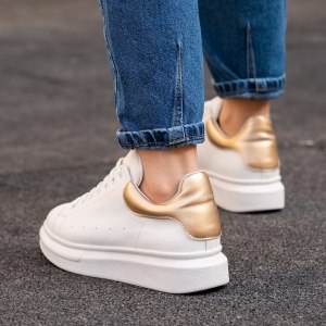 Woman Hype Sole Sneakers In White Partial Gold - 4