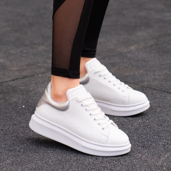 Woman Hype Sole Sneakers In White Partial Silver - 1