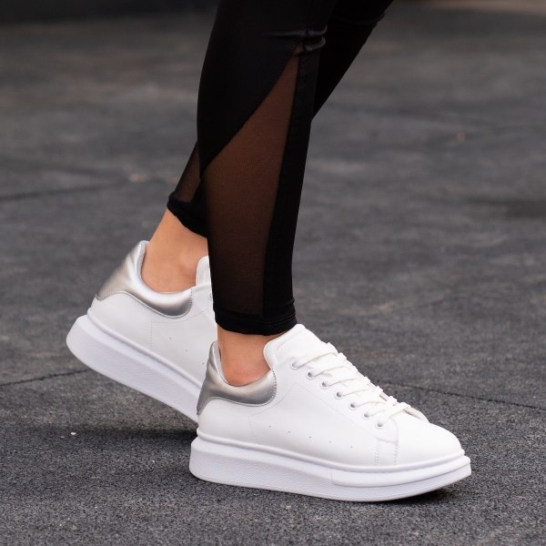 Woman Hype Sole Sneakers In White Partial Silver - 3